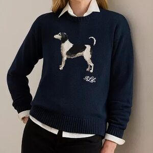 NWT Lauren Ralph Lauren Cotton Dog Sweater XS